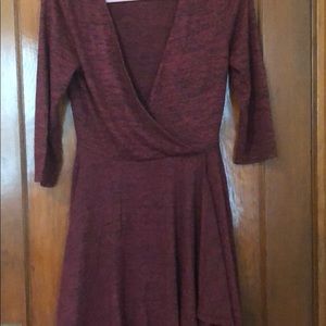Maroon long sleeved mini dress
